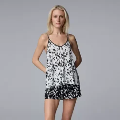 Women's Simply Vera Vera Wang Plain Weave Pajama Tank Top & Pajama Shorts Set