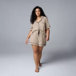 Plus Size Simply Vera Vera Wang Cozy Short Sleeve Notch Pajama Top And Pajama Shorts Set 7 Plus Size Simply Vera Vera Wang Cozy Short Sleeve Notch Pajama Top And Pajama Shorts Set -Vera Wang Shop 7242773 ALT2