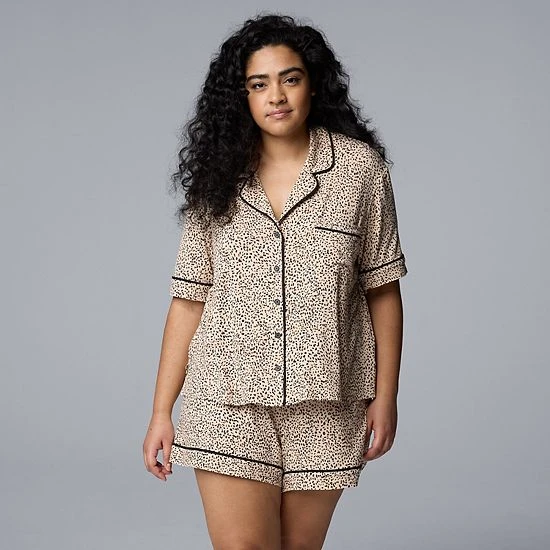 Plus Size Simply Vera Vera Wang Cozy Short Sleeve Notch Pajama Top And Pajama Shorts Set 4 Plus Size Simply Vera Vera Wang Cozy Short Sleeve Notch Pajama Top And Pajama Shorts Set - Image 4
