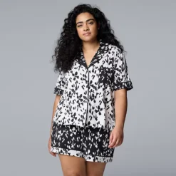 Plus Size Simply Vera Vera Wang Cozy Short Sleeve Notch Pajama Top And Pajama Shorts Set 9 Plus Size Simply Vera Vera Wang Cozy Short Sleeve Notch Pajama Top And Pajama Shorts Set -Vera Wang Shop 7242773 White Texture 1