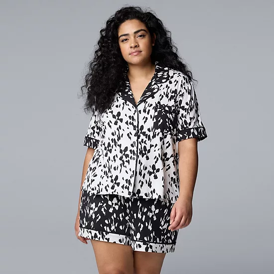 Plus Size Simply Vera Vera Wang Cozy Short Sleeve Notch Pajama Top And Pajama Shorts Set 5 Plus Size Simply Vera Vera Wang Cozy Short Sleeve Notch Pajama Top And Pajama Shorts Set - Image 5
