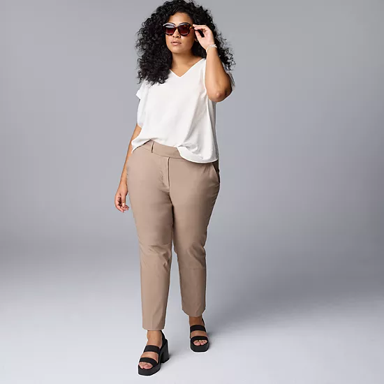 Plus Size Simply Vera Vera Wang Polished Twill Ankle Pants 3 Plus Size Simply Vera Vera Wang Polished Twill Ankle Pants - Image 3