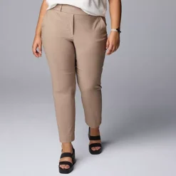 Plus Size Simply Vera Vera Wang Polished Twill Ankle Pants
