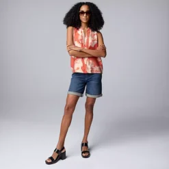 Women's Simply Vera Vera Wang Tie-Front Pintuck Sleeveless Shell Top -Vera Wang Shop 7306008 ALT3