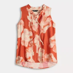 Women's Simply Vera Vera Wang Tie-Front Pintuck Sleeveless Shell Top -Vera Wang Shop 7306008 ALT4