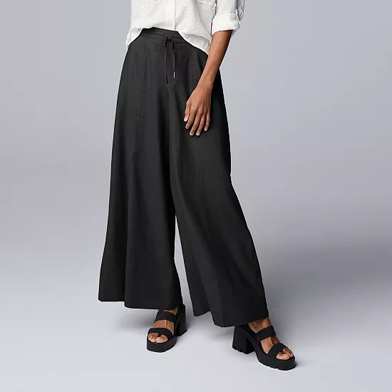 Petite Simply Vera Vera Wang Wide Leg Linen Pants 4 Petite Simply Vera Vera Wang Wide Leg Linen Pants - Image 4