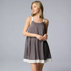 Women's Simply Vera Vera Wang Woven Chemise -Vera Wang Shop 7370107 Charcoal Geo