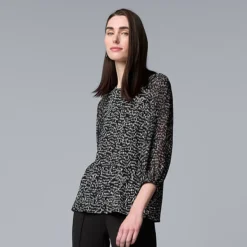 Women's Simply Vera Vera Wang Mixed Media 3/4 Sleeve Top 15 Women's Simply Vera Vera Wang Mixed Media 3/4 Sleeve Top -Vera Wang Shop 7378911 Black Texture