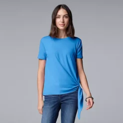 Simply Vera Vera Wang Side-Tie Mixed Media Top 20 Simply Vera Vera Wang Side-Tie Mixed Media Top -Vera Wang Shop 7378930 Blue Highlight