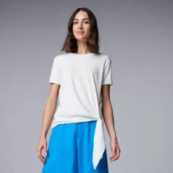 Simply Vera Vera Wang Side-Tie Mixed Media Top 21 Simply Vera Vera Wang Side-Tie Mixed Media Top -Vera Wang Shop 7378930 Coconut Milk 1