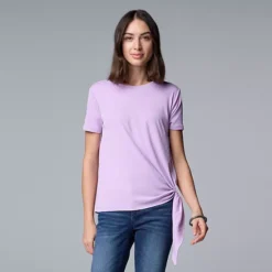 Simply Vera Vera Wang Side-Tie Mixed Media Top 18 Simply Vera Vera Wang Side-Tie Mixed Media Top -Vera Wang Shop 7378930 Lilac Flower