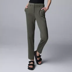 Women's Simply Vera Vera Wang Stretch Knit High Rise Ankle Trouser Pants -Vera Wang Shop 7390800 Army Bottle