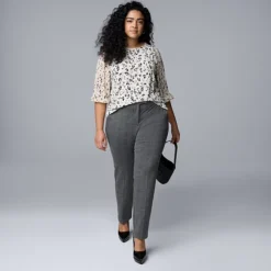 Plus Size Simply Vera Vera Wang Mixed Media 3/4-Sleeve Top -Vera Wang Shop 7414096 ALT3