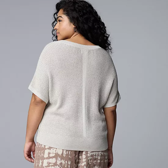 Plus Size Simply Vera Vera Wang V-Neck Sweater Tee 2 Plus Size Simply Vera Vera Wang V-Neck Sweater Tee - Image 2