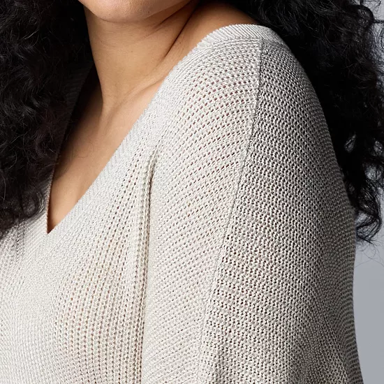 Plus Size Simply Vera Vera Wang V-Neck Sweater Tee 3 Plus Size Simply Vera Vera Wang V-Neck Sweater Tee - Image 3