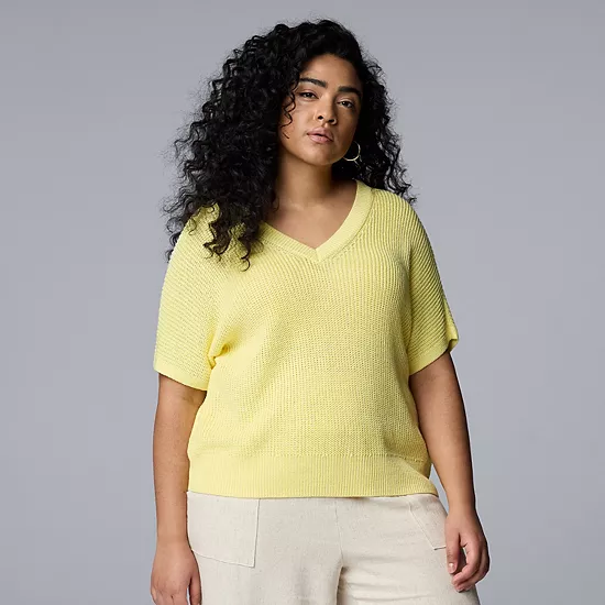 Plus Size Simply Vera Vera Wang V-Neck Sweater Tee 1 Plus Size Simply Vera Vera Wang V-Neck Sweater Tee