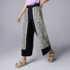 Women's Simply Vera Vera Wang Pull-On Pleated Capri Pants -Vera Wang Shop 7464467 Black Stripe