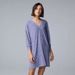 Women's Simply Vera Vera Wang 3/4 Sleeve Sleepshirt -Vera Wang Shop 7469973 Denim Bl