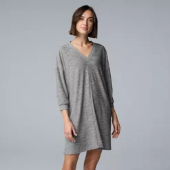 Women's Simply Vera Vera Wang 3/4 Sleeve Sleepshirt -Vera Wang Shop 7469973 Med Grey