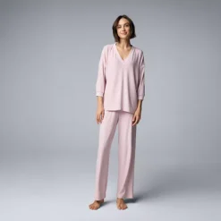 Women's Simply Vera Vera Wang 2-pc. Pajama Top & Pajama Bottoms Set -Vera Wang Shop 7469974 Blush
