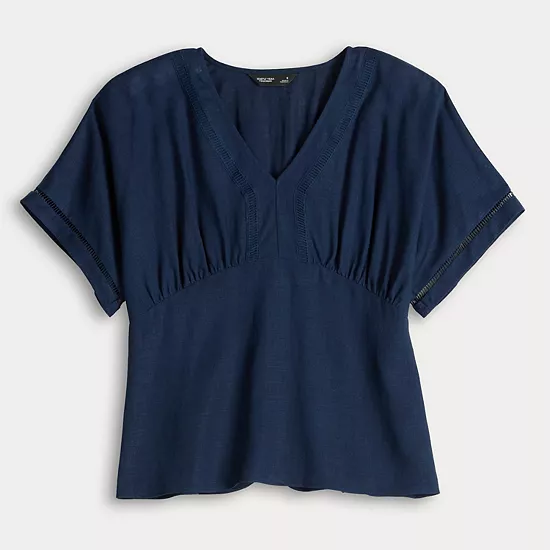 Women's Simply Vera Vera Wang Short Sleeve Kimono Top With Trim 5 Women's Simply Vera Vera Wang Short Sleeve Kimono Top With Trim - Image 5