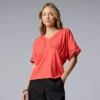 Women's Simply Vera Vera Wang Short Sleeve Kimono Top With Trim