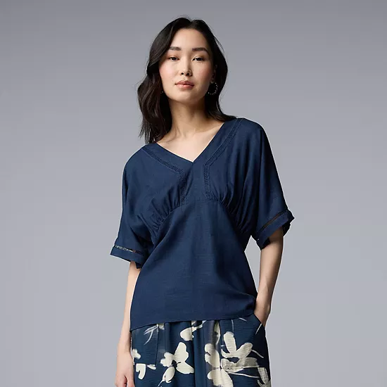 Women's Simply Vera Vera Wang Short Sleeve Kimono Top With Trim 6 Women's Simply Vera Vera Wang Short Sleeve Kimono Top With Trim - Image 6