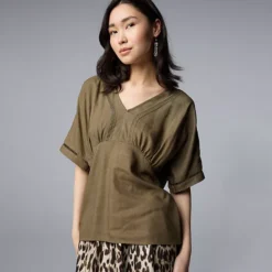 Women's Simply Vera Vera Wang Short Sleeve Kimono Top With Trim 13 Women's Simply Vera Vera Wang Short Sleeve Kimono Top With Trim -Vera Wang Shop 7490819 Olive Tapenade