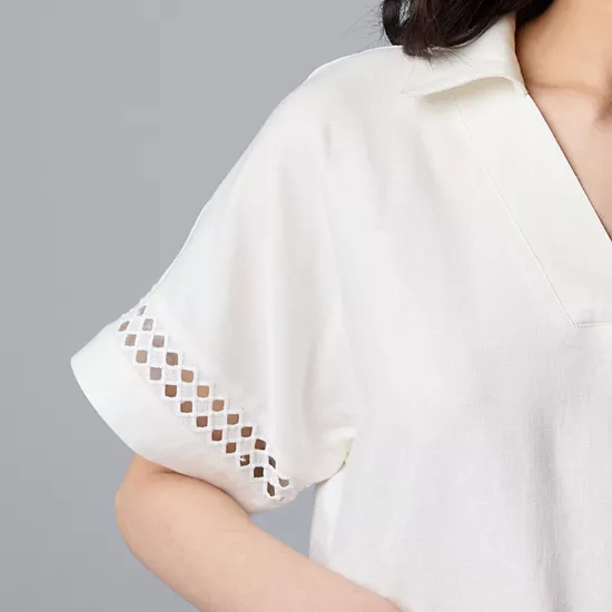 Women's Simply Vera Vera Wang Openwork Trim Short Sleeve Shirt 3 Women's Simply Vera Vera Wang Openwork Trim Short Sleeve Shirt - Image 3