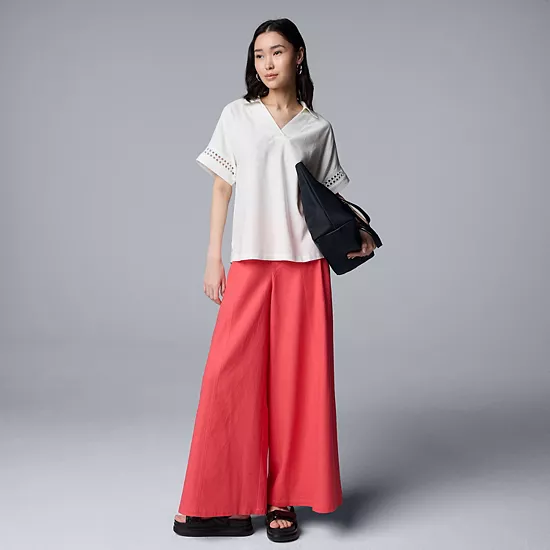 Women's Simply Vera Vera Wang Openwork Trim Short Sleeve Shirt 4 Women's Simply Vera Vera Wang Openwork Trim Short Sleeve Shirt - Image 4