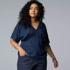 Plus Size Simply Vera Vera Wang Kimono Top With Embellished Trim -Vera Wang Shop 7490827 Must Do Blue