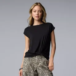 Women's Simply Vera Vera Wang Knotted Front T-Shirt -Vera Wang Shop 7492481 Black