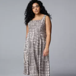 Plus Size Simply Vera Vera Wang Seamed Midi Dress -Vera Wang Shop 7492578 Hazel Diamond Dye 1
