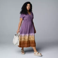 Plus Size Simply Vera Vera Wang Smocked Midi Dress -Vera Wang Shop 7492579 ALT3