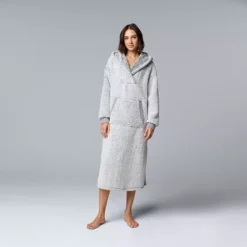 Women's Simply Vera Vera Wang Sherpa Long Sleeve Hooded Lounger