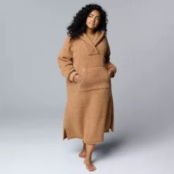 Plus Size Simply Vera Vera Wang Sherpa Long Sleeve Hooded Lounger