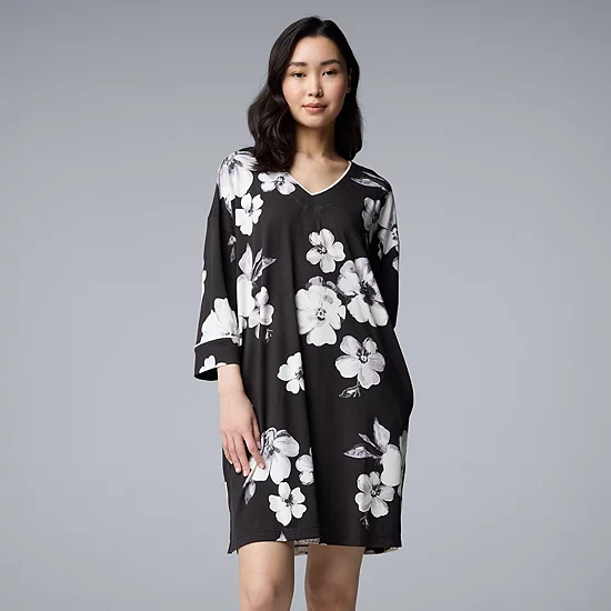 Women's Simply Vera Vera Wang Cozy 3/4 Sleeve Sleepshirt 5 Women's Simply Vera Vera Wang Cozy 3/4 Sleeve Sleepshirt - Image 5