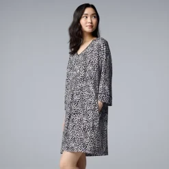 Women's Simply Vera Vera Wang Cozy 3/4 Sleeve Sleepshirt 9 Women's Simply Vera Vera Wang Cozy 3/4 Sleeve Sleepshirt -Vera Wang Shop 7494384 Black Stars