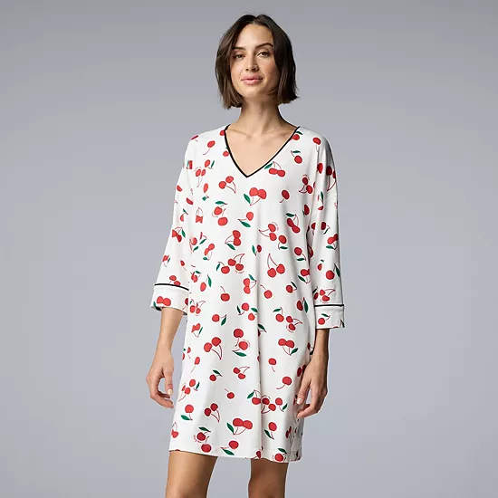 Women's Simply Vera Vera Wang Cozy 3/4 Sleeve Sleepshirt 7 Women's Simply Vera Vera Wang Cozy 3/4 Sleeve Sleepshirt - Image 7