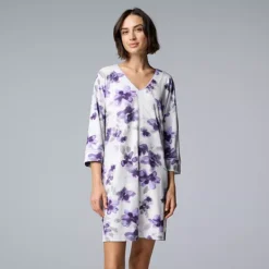 Women's Simply Vera Vera Wang Cozy 3/4 Sleeve Sleepshirt 10 Women's Simply Vera Vera Wang Cozy 3/4 Sleeve Sleepshirt -Vera Wang Shop 7494384 Ivory Floral