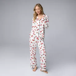 Women's Simply Vera Vera Wang 2-Piece Pajama Top & Pajama Bottoms Set 13 Women's Simply Vera Vera Wang 2-Piece Pajama Top & Pajama Bottoms Set -Vera Wang Shop 7494385 Ivory Cherries