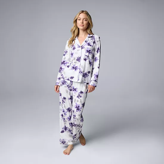 Women's Simply Vera Vera Wang 2-Piece Pajama Top & Pajama Bottoms Set 1 Women's Simply Vera Vera Wang 2-Piece Pajama Top & Pajama Bottoms Set