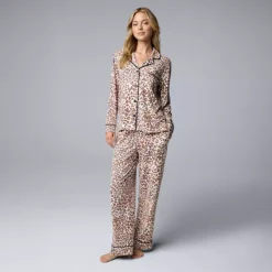 Women's Simply Vera Vera Wang 2-Piece Pajama Top & Pajama Bottoms Set 12 Women's Simply Vera Vera Wang 2-Piece Pajama Top & Pajama Bottoms Set -Vera Wang Shop 7494385 Natural Animal
