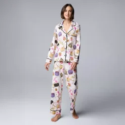 Women's Simply Vera Vera Wang 2-Piece Pajama Top & Pajama Bottoms Set 14 Women's Simply Vera Vera Wang 2-Piece Pajama Top & Pajama Bottoms Set -Vera Wang Shop 7494385 Primrose Pink Novelty