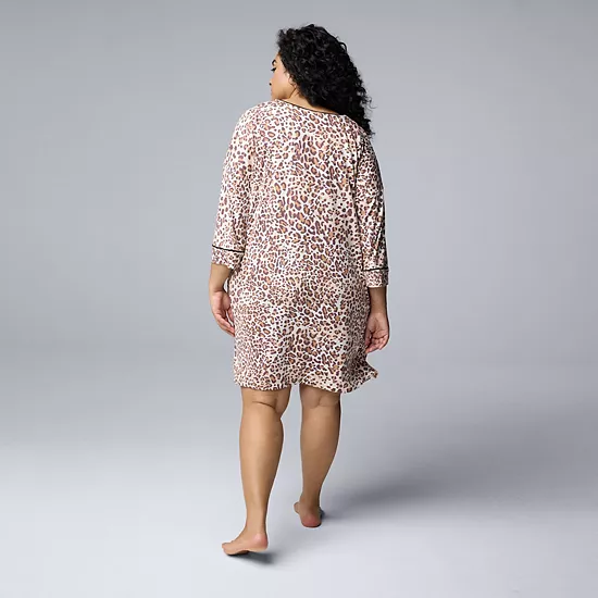 Plus Size Simply Vera Vera Wang Cozy 3/4 Sleeve Sleepshirt 2 Plus Size Simply Vera Vera Wang Cozy 3/4 Sleeve Sleepshirt - Image 2