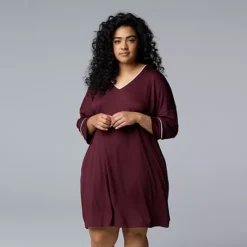 Plus Size Simply Vera Vera Wang Cozy 3/4 Sleeve Sleepshirt 12 Plus Size Simply Vera Vera Wang Cozy 3/4 Sleeve Sleepshirt -Vera Wang Shop 7494388 Burgundy