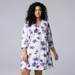 Plus Size Simply Vera Vera Wang Cozy 3/4 Sleeve Sleepshirt 11 Plus Size Simply Vera Vera Wang Cozy 3/4 Sleeve Sleepshirt -Vera Wang Shop 7494388 Ivory Floral