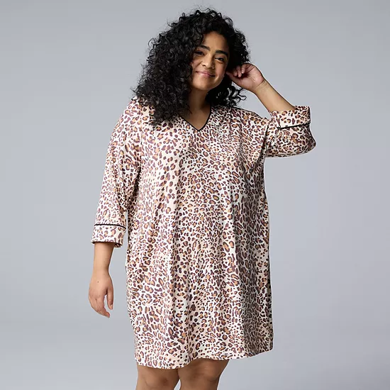 Plus Size Simply Vera Vera Wang Cozy 3/4 Sleeve Sleepshirt 3 Plus Size Simply Vera Vera Wang Cozy 3/4 Sleeve Sleepshirt - Image 3
