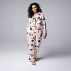 Plus Size Simply Vera Vera Wang 2-Piece Cozy Long Sleeve Pajama Top & Pajama Pants Set -Vera Wang Shop 7494390 ALT2