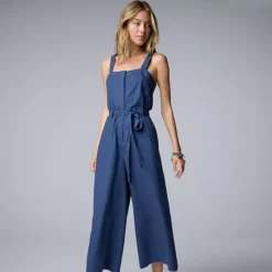 Women's Simply Vera Vera Wang Belted Wide Leg Jumpsuit